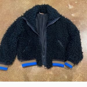 Free People fur varsity bomber jacket coat